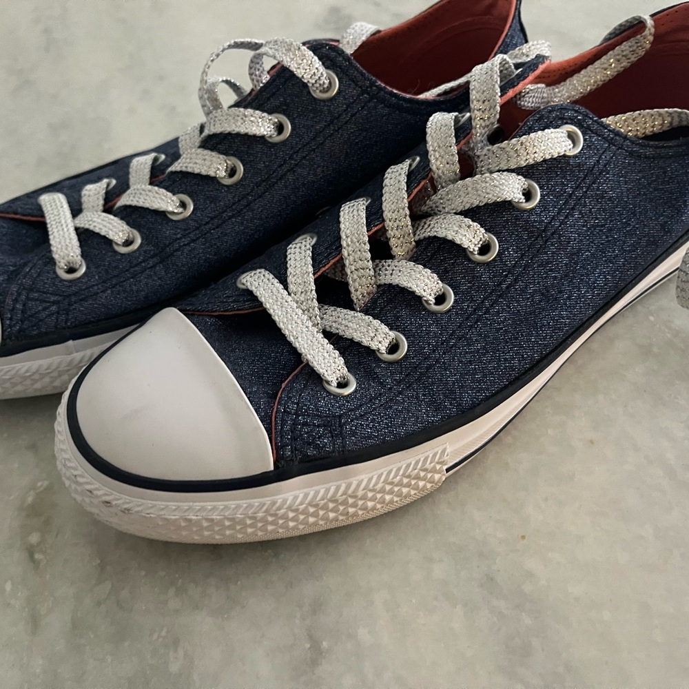 CONVERSE All Star Vintage Blue Jean Denim & Pink Sneakers Women Shoes S 6 NEW